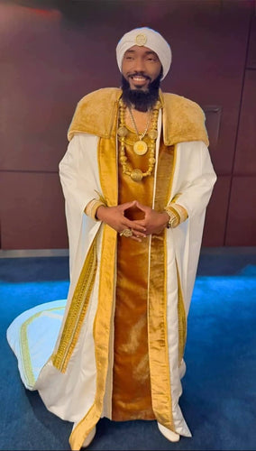 King Yahweh Royal Attire Majestic White Cape with 4 ft Train and White Fabulous Robe Set Ensemble New!