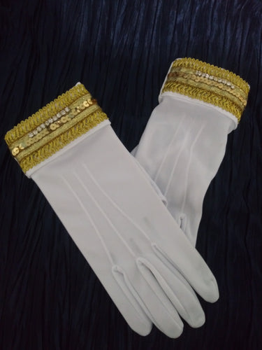 White Gloves with Royal Gold Trim