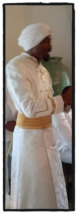 KING YAHWEH ROYAL ATTIRE! Custom Made White w/ Gold Victory Robe Set